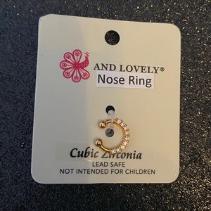 Gold Cubic Zirconia Crystal Faux Septum Nose Ring